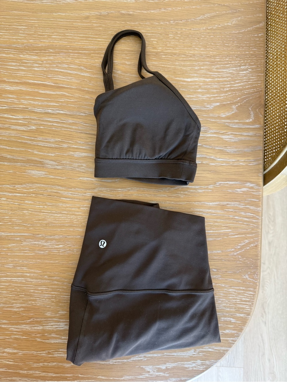 Lululemon align 25” pant and flow Y nulu bra set brown